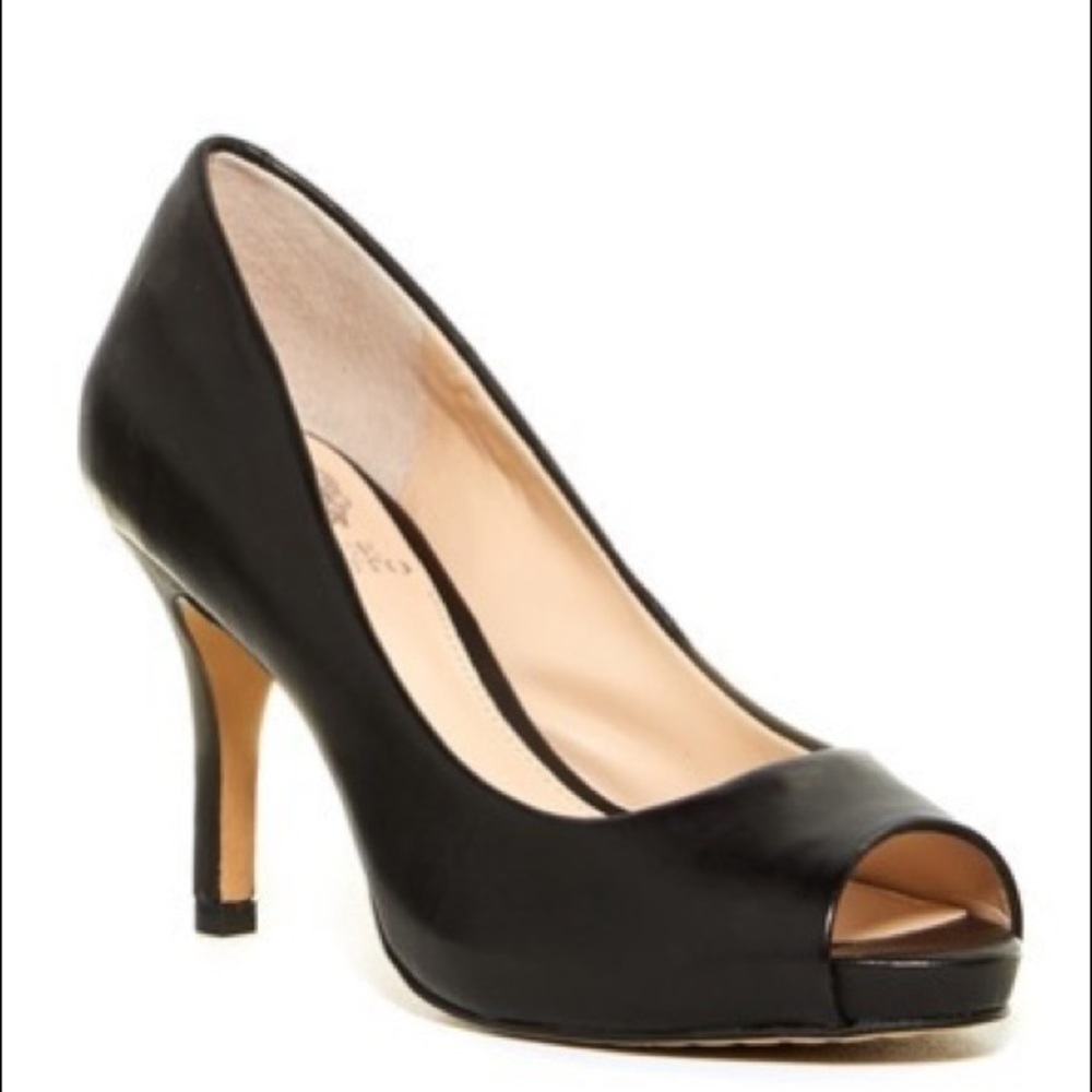 Vince Camuto Peep Toe Leather Pumps